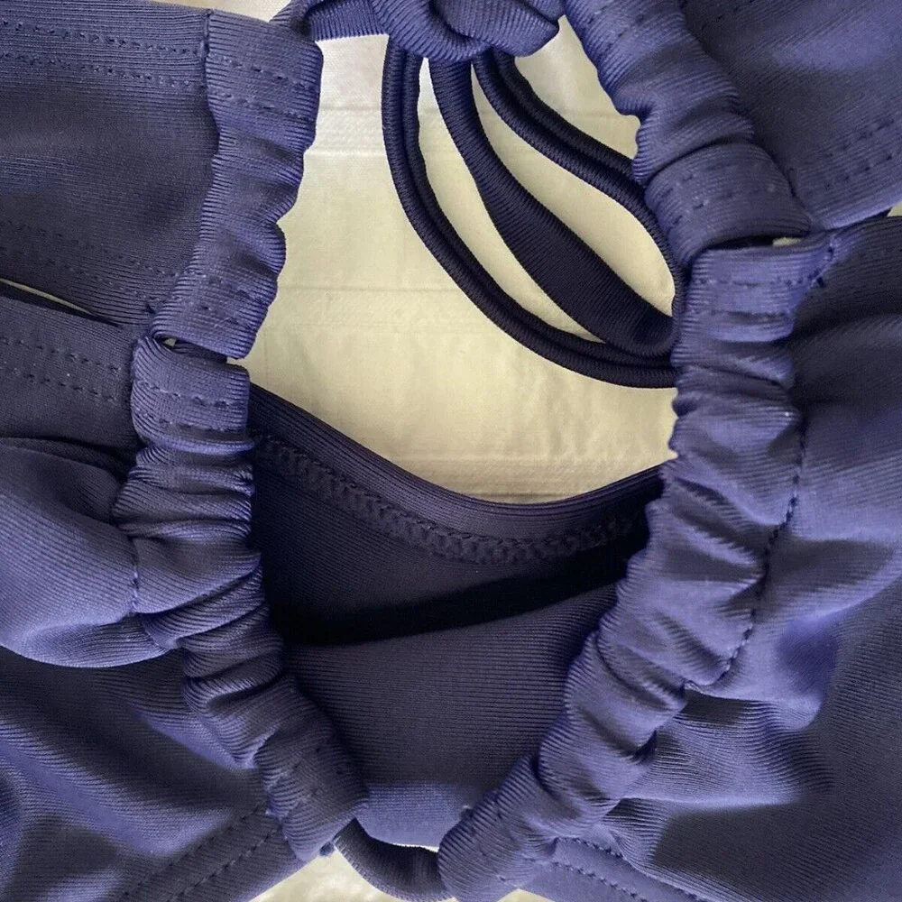Zaful Navy Blue 2 Piece Keyhole Front Bikini Set Women's Size‎ 8/L Cut Out NWOT